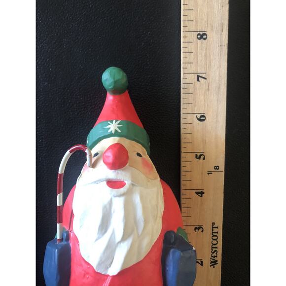 Vtg hand painted folk art santa Bright Vibrant Colors Resin? Wood Look Light - Picture 7 of 9